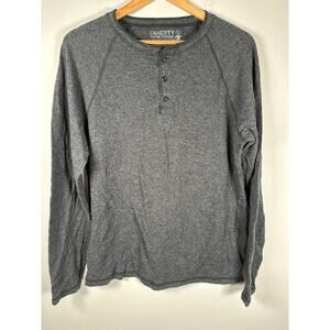 Faherty Cloud Cotton Mens Long Sleeve Henley Shirt Gray Size Large
